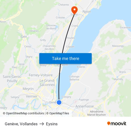 Genève, Vollandes to Eysins map