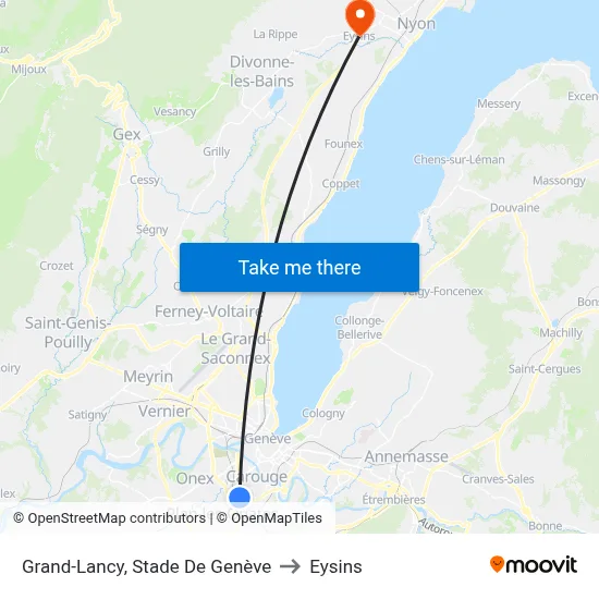 Grand-Lancy, Stade De Genève to Eysins map