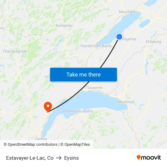 Estavayer-Le-Lac, Co to Eysins map