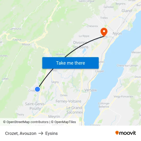 Crozet, Avouzon to Eysins map