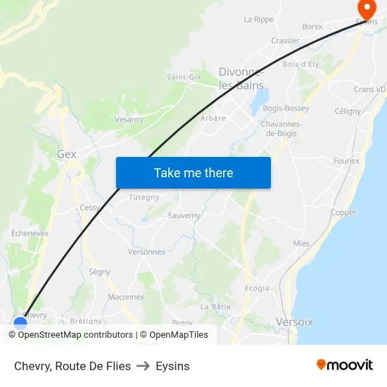 Chevry, Route De Flies to Eysins map