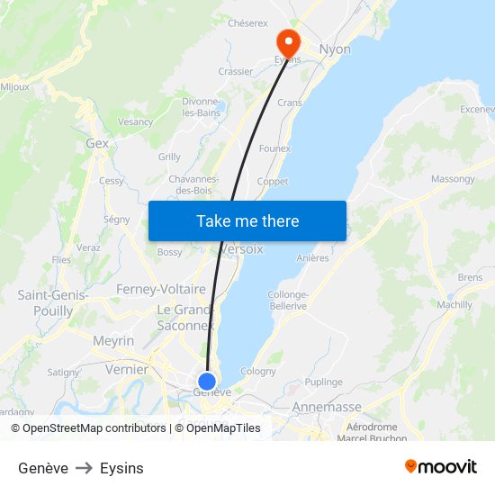 Genève to Eysins map