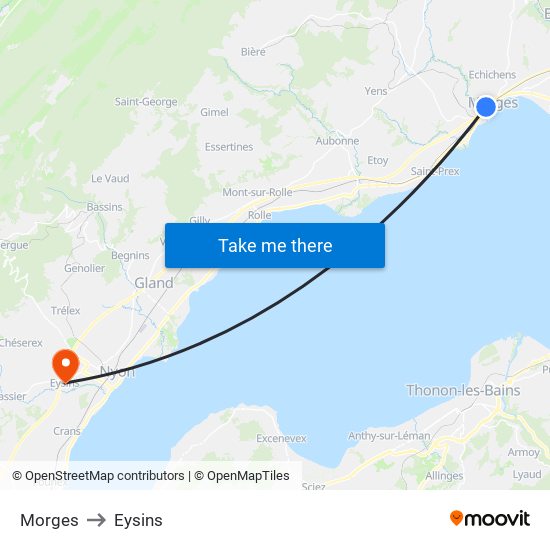 Morges to Eysins map