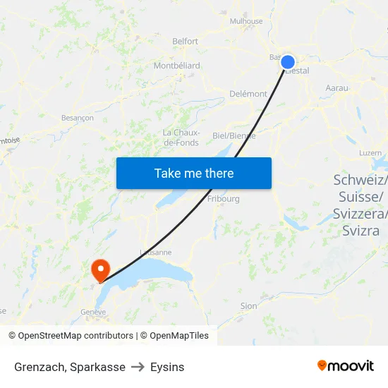 Grenzach, Sparkasse to Eysins map