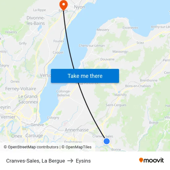 Cranves-Sales, La Bergue to Eysins map