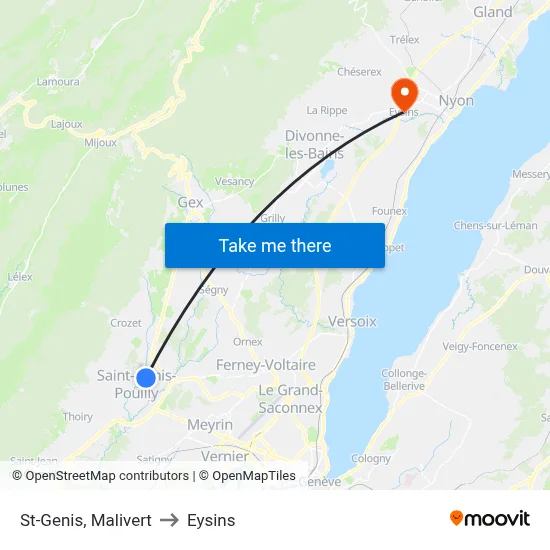 St-Genis, Malivert to Eysins map
