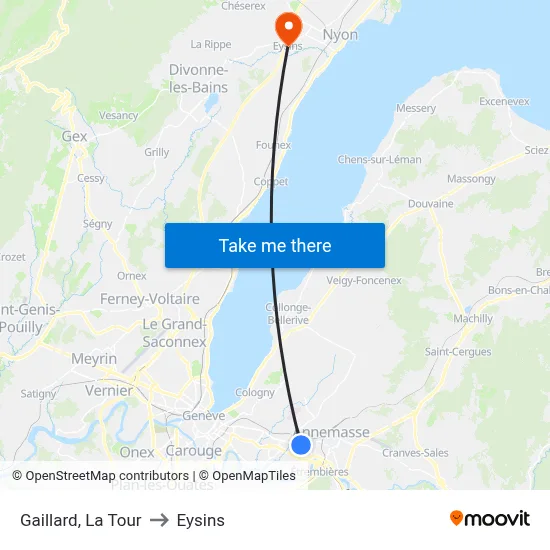 Gaillard, La Tour to Eysins map