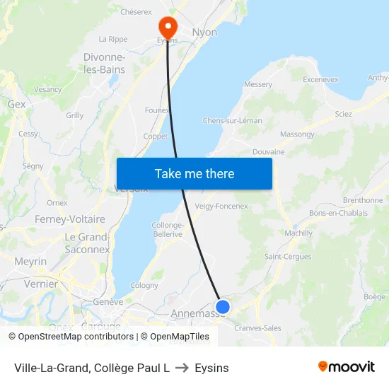 Ville-La-Grand, Collège Paul L to Eysins map