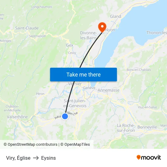 Viry, Église to Eysins map