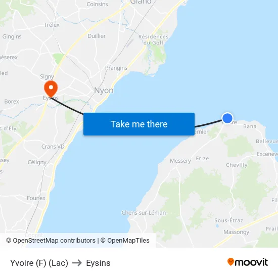 Yvoire (F) (Lac) to Eysins map
