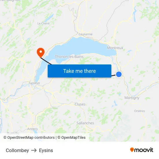 Collombey to Eysins map