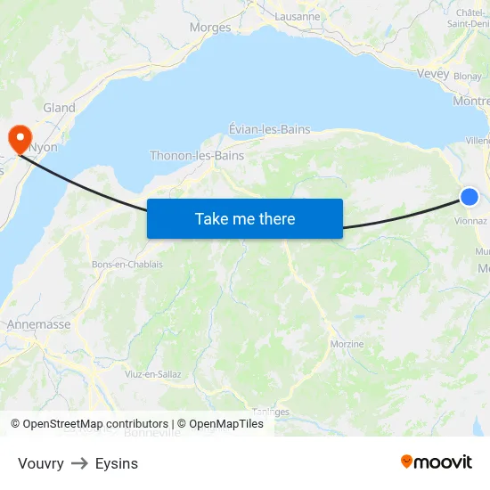 Vouvry to Eysins map