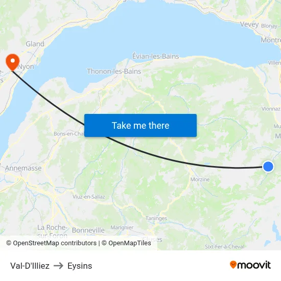 Val-D'Illiez to Eysins map
