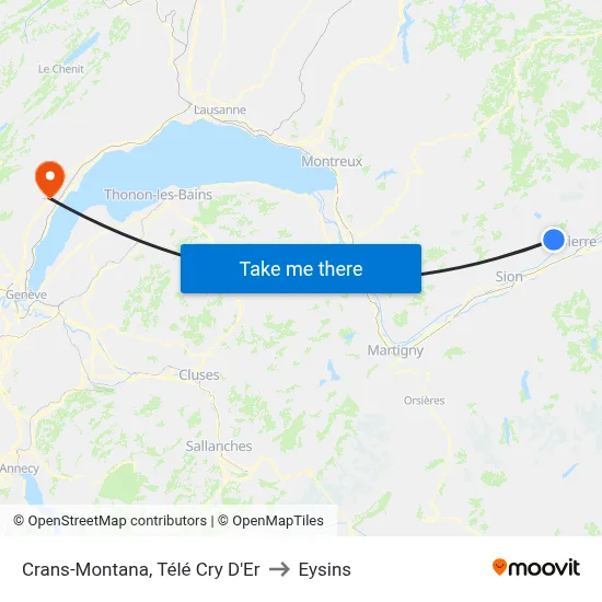 Crans-Montana, Télé Cry D'Er to Eysins map