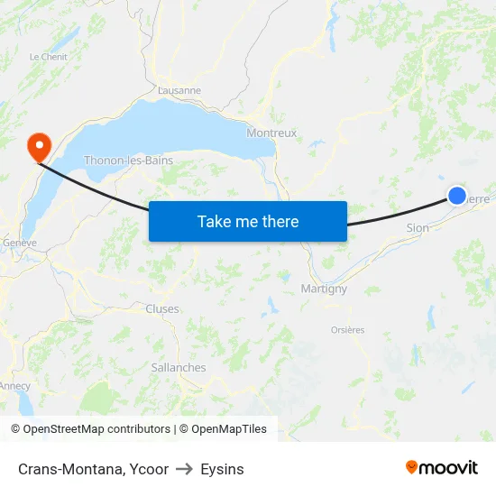 Crans-Montana, Ycoor to Eysins map