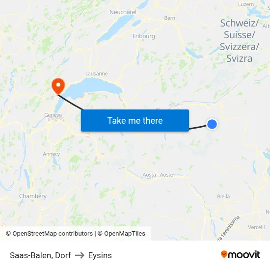 Saas-Balen, Dorf to Eysins map