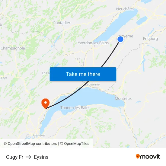 Cugy Fr to Eysins map