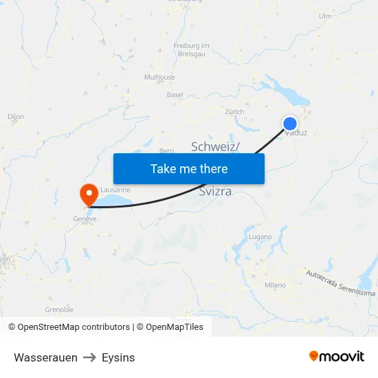 Wasserauen to Eysins map