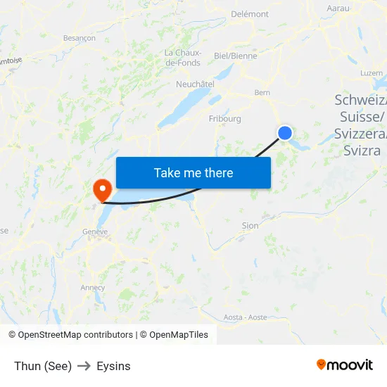 Thun (See) to Eysins map