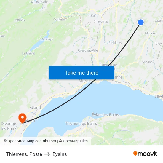 Thierrens, Poste to Eysins map