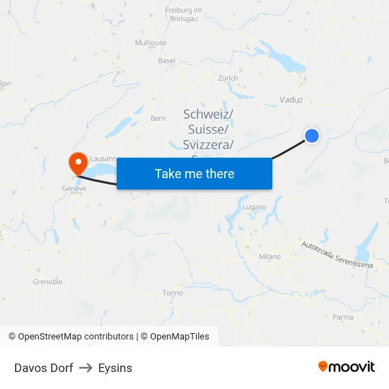 Davos Dorf to Eysins map