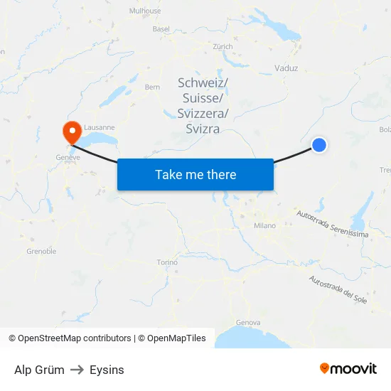 Alp Grüm to Eysins map