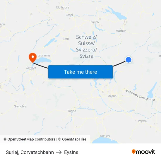 Surlej, Corvatschbahn to Eysins map