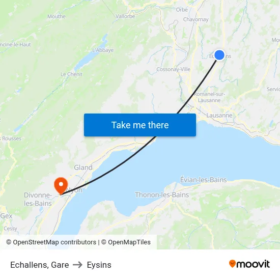 Echallens, Gare to Eysins map