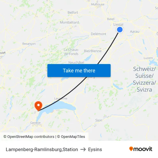 Lampenberg-Ramlinsburg,Station to Eysins map