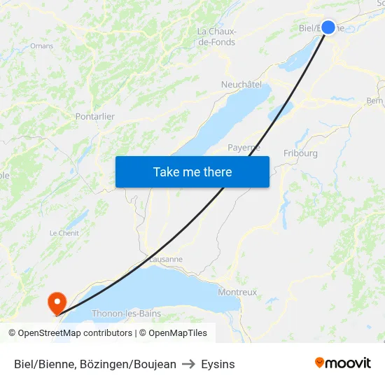 Biel/Bienne, Bözingen/Boujean to Eysins map