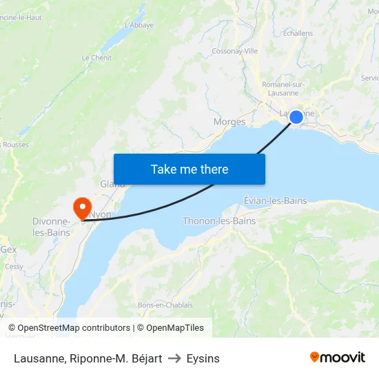 Lausanne, Riponne-M. Béjart to Eysins map