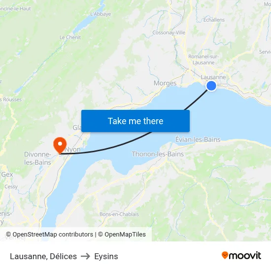 Lausanne, Délices to Eysins map