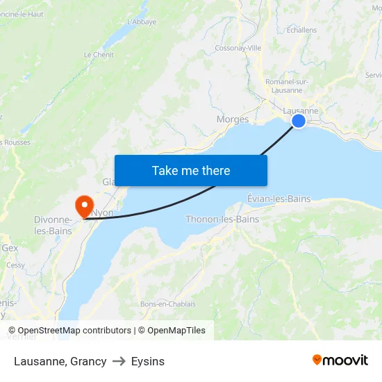 Lausanne, Grancy to Eysins map
