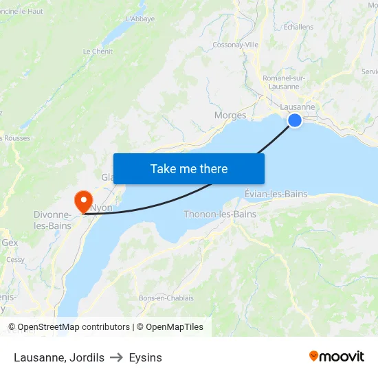 Lausanne, Jordils to Eysins map