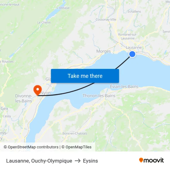 Lausanne, Ouchy-Olympique to Eysins map