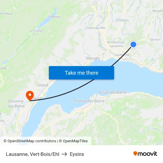 Lausanne, Vert-Bois/Ehl to Eysins map