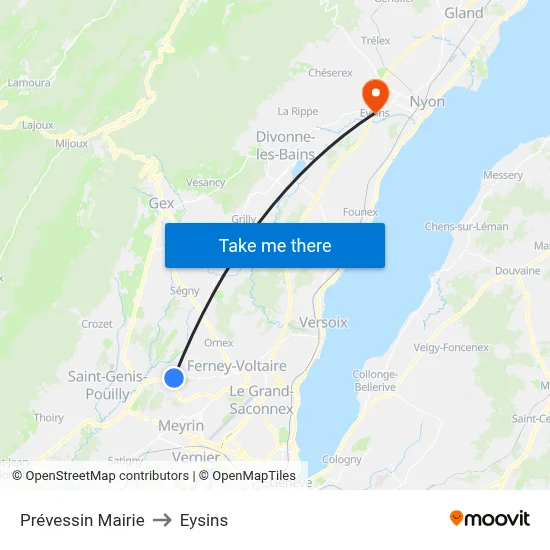 Prévessin Mairie to Eysins map