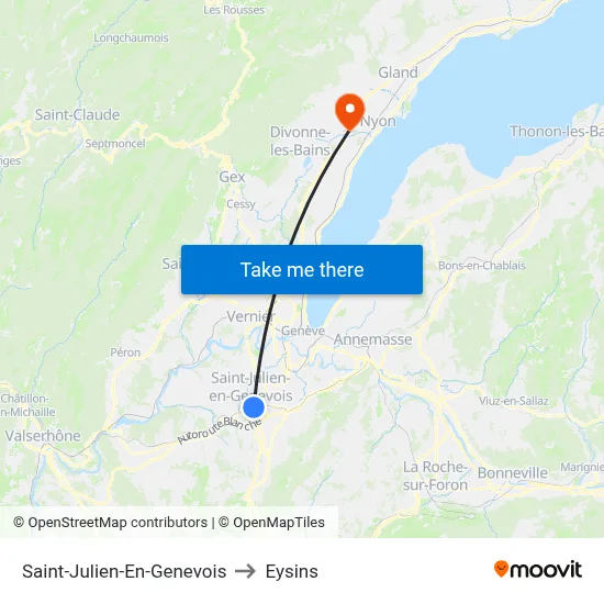 Saint-Julien-En-Genevois to Eysins map