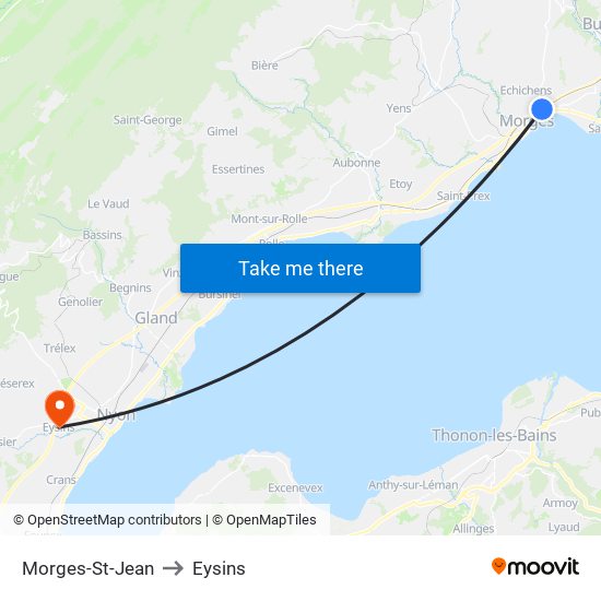 Morges-St-Jean to Eysins map