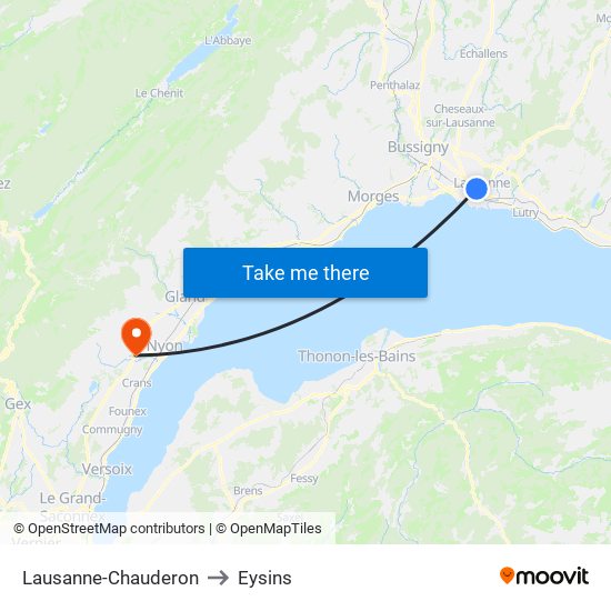 Lausanne-Chauderon to Eysins map