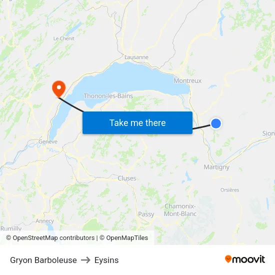 Gryon Barboleuse to Eysins map
