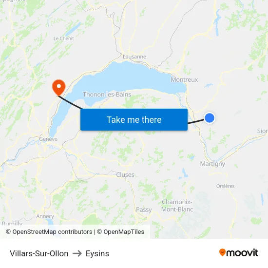 Villars-Sur-Ollon to Eysins map
