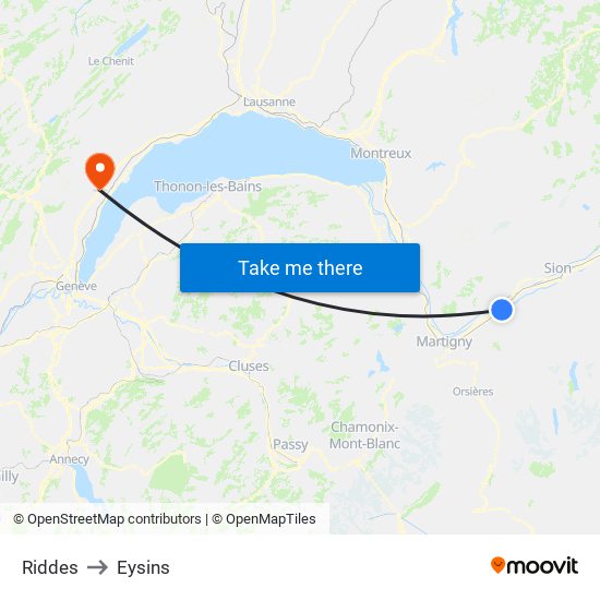 Riddes to Eysins map