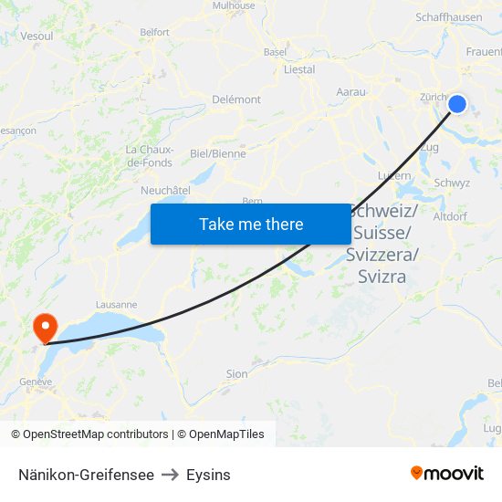 Nänikon-Greifensee to Eysins map