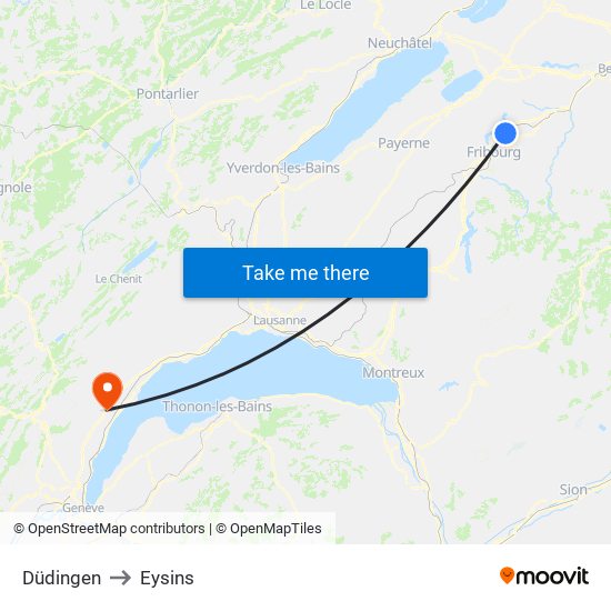 Düdingen to Eysins map