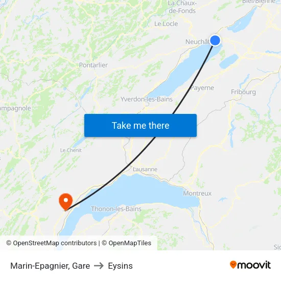 Marin-Epagnier, Gare to Eysins map