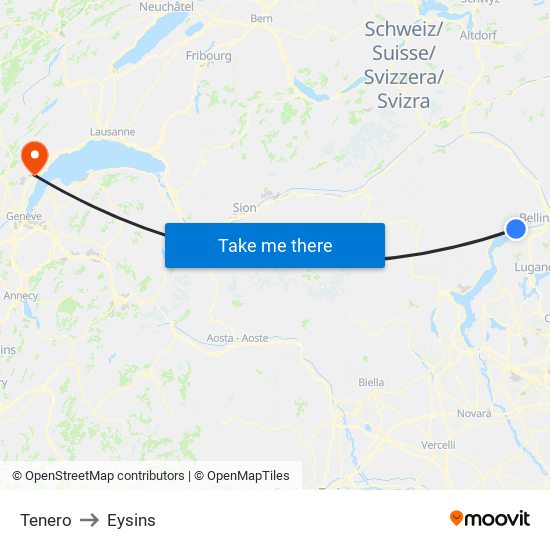 Tenero to Eysins map