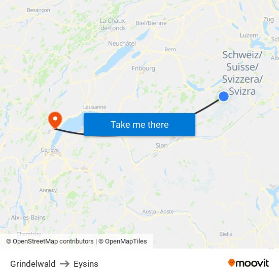 Grindelwald to Eysins map
