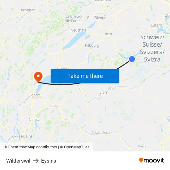 Wilderswil to Eysins map