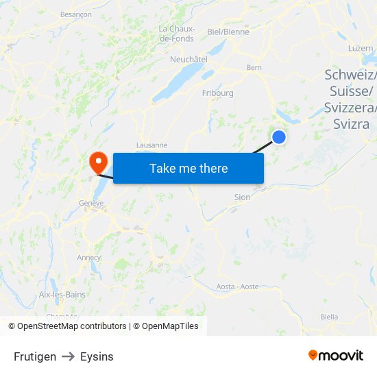 Frutigen to Eysins map